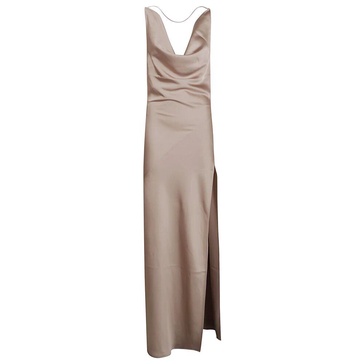 Hooded Grey Dress with Open Back