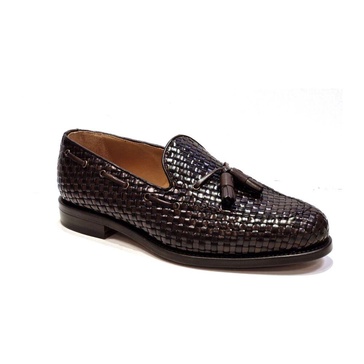 Brown Braided Tassel Loafer Shoe