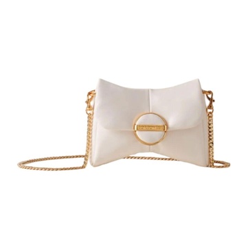 White Leather Mini Crossbody Bag with Gold Chain