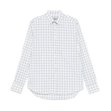 Checkered Front Button Long Sleeve Blouses