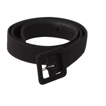 Black Leather Logo Buckle Belt