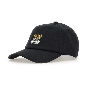 Black Cotton Baseball Cap with Logos