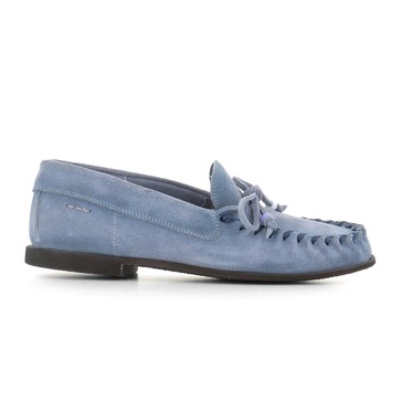 Blue Suede Loafer with Bow Detail