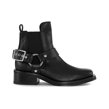 Black Low Cut Biker Chelsea Boots