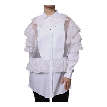 White Cotton Silk Long Sleeve Blouse