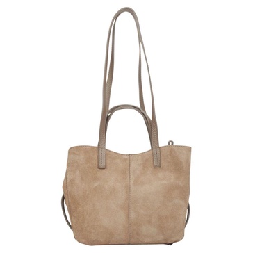 Women's Beige Handbag with Long Handles in Premium Italian Velour Estro ER00116720