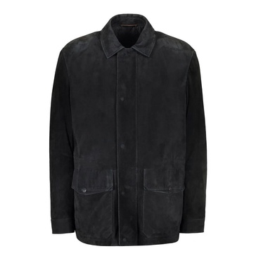 Suede Jacket with Lamb Leather Details