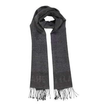 Elegant Wool Blend Black Scarf
