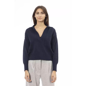 Blue V-Neck Sweater Elegant Style
