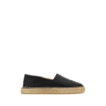 Stylish Black Leather Espadrilles