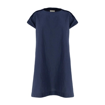 Cotton Midi Dress with Boat Neckline