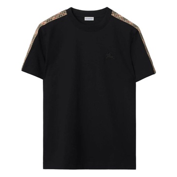 Black Cotton T-shirt with Equestrian Knight