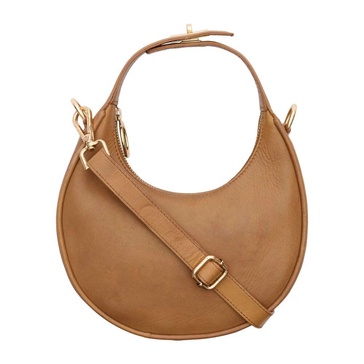 Mini Hobo Bag Caramel with Light Gold Accents