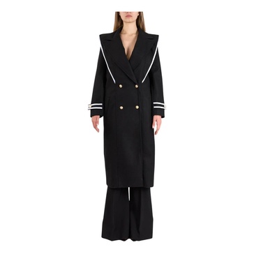 Double-Breasted Coat with Contrast Trim
