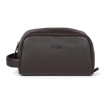 Dark Brown Leather Men's Washbag