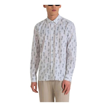 White Print Long Sleeve Shirt