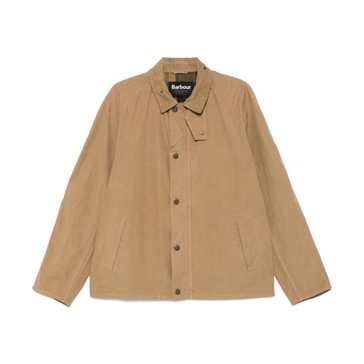 Beige Tracker Jacket with Ribbed Collar
