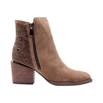 Brown Casual Suede Heeled Boots