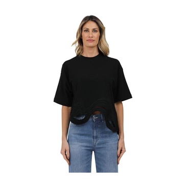 Wave Embroidered Crew Neck T-shirt