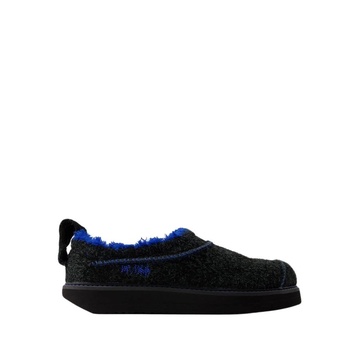 Black Leather Slip-On Slides