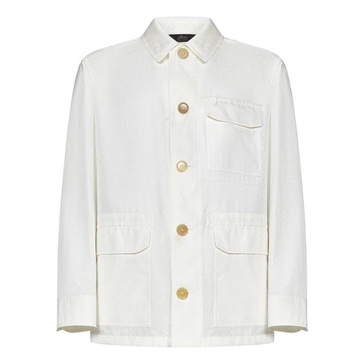 White Silk Seersucker Overshirt
