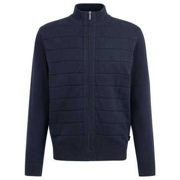 Men's Zip-Up Cardigan with Textured Stripes