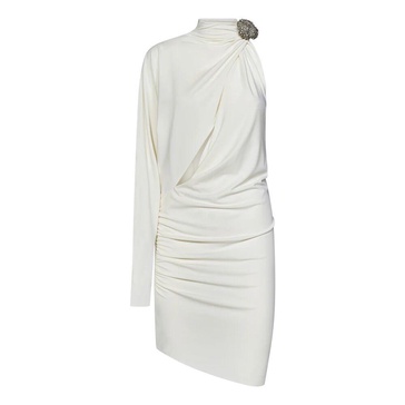 White One-Shoulder Jewel Dress