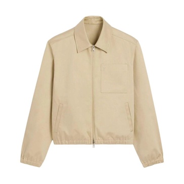 Beige Cotton Zipped Jacket