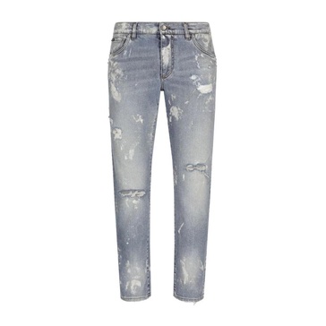 DOLCE & GABBANA VINTAGE DENIM PLAQUE JEANS Size: 52, colour: BLUE
