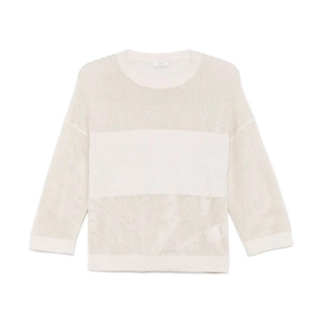 Beige Lamé Crew Neck Sweater