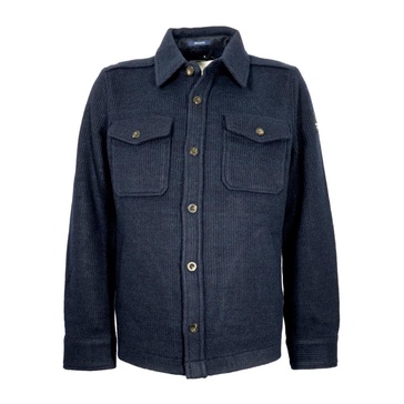 Blue Ribbed Shirt Jacket Long Sleeve