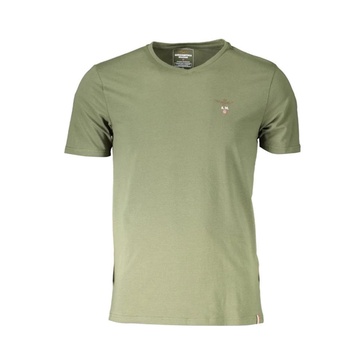Green Cotton V-Neck Logo T-Shirt