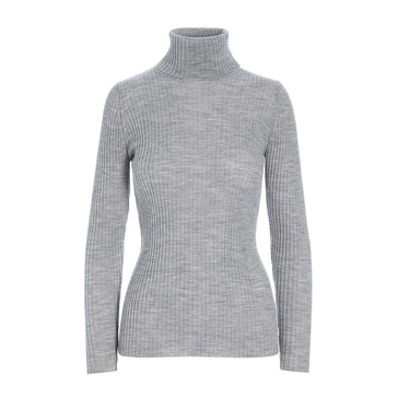 Grey Melange Wool Turtleneck Sweater