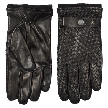 Black Leather Braided Gloves