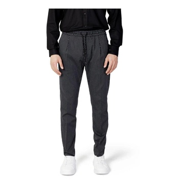 Black Cotton Trousers with Laces