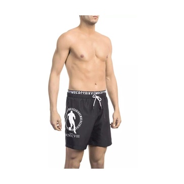 Black Swim Shorts with Layering Detail