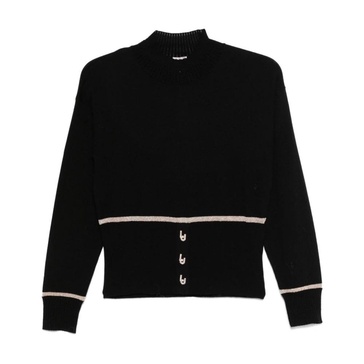 Black Knitted Sweater with Lurex Detailing