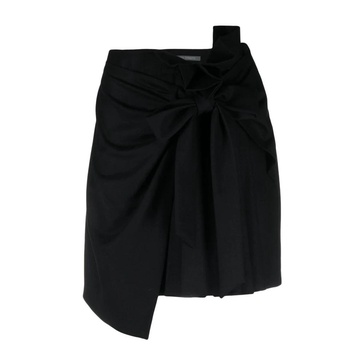 Black Asymmetric Wrap Skirt