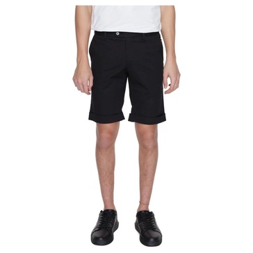 Black Cotton Zip Shorts for Men