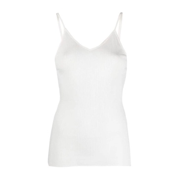 White Stretch-Jersey V-Neck Top