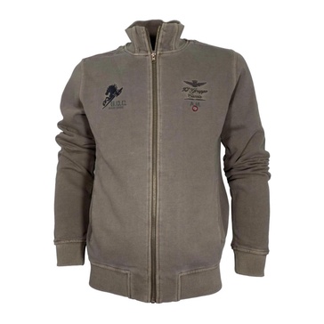 Military Aviation Cotton Sweatshirt with Embroidery in Green