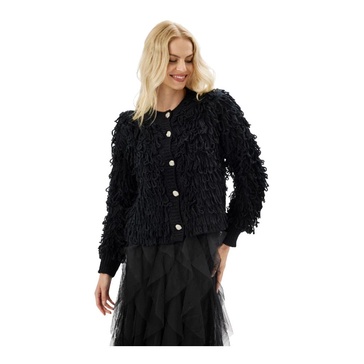 Black Knit Cardigan with Fringes