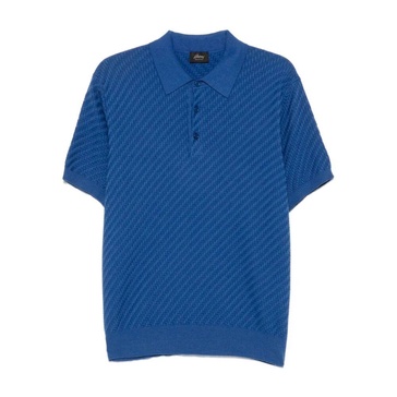 Blue Ribbed Polo Shirt Short Sleeve