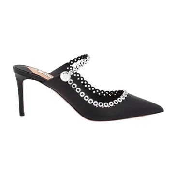 Black Crystal Stiletto Mules Carnaval