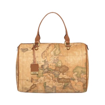 Geo Clic Handbag with Logo Application and Zip Closure
