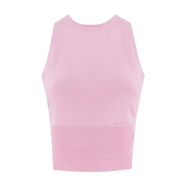 Fitted Crew Neck Top with Ribbed Motif