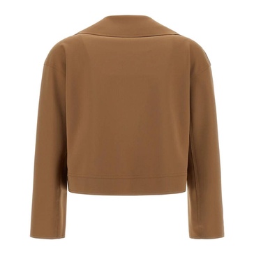 Brown Biker Jacket Camel Stretch Jersey