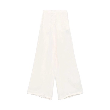 Ecru Front Button Pants with Pockets
