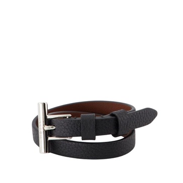 Black Leather Cross-Bar Bracelet