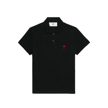 Heart Logo Polo Shirt Black Cotton